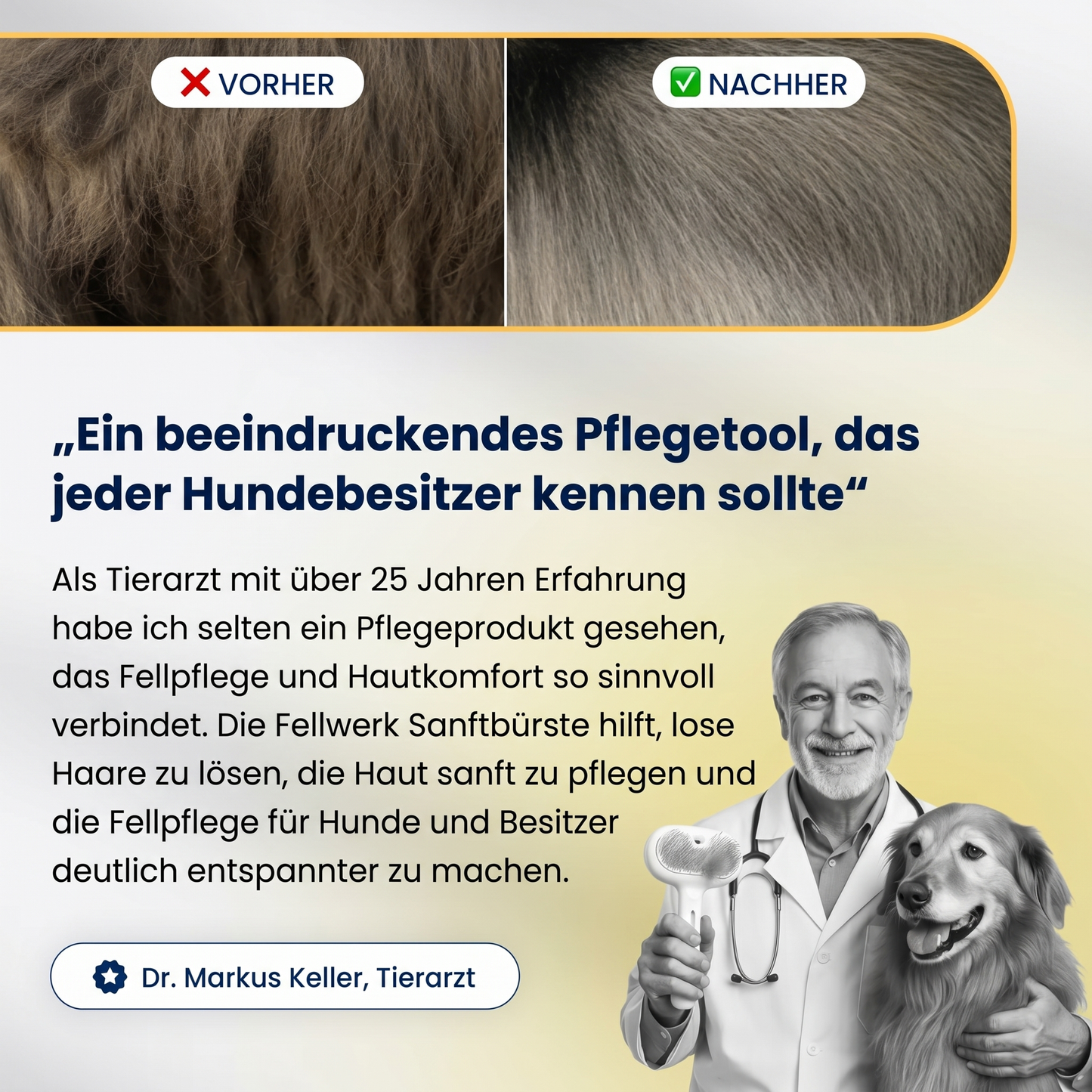 Fellwerk® Sanftbürste – Wasserlose Hundepflege für frisches Fell ohne Badestress