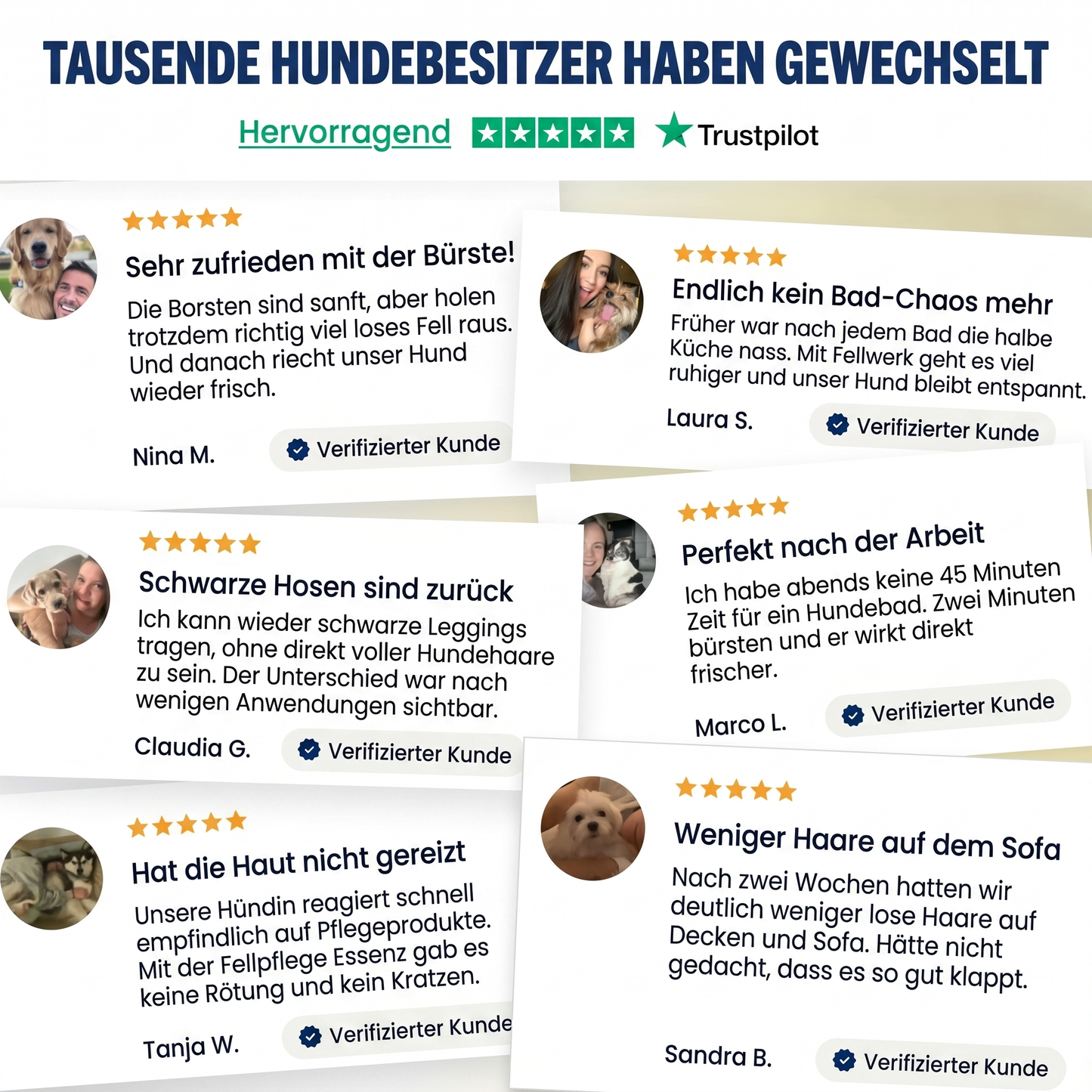 Fellwerk® Sanftbürste – Wasserlose Hundepflege für frisches Fell ohne Badestress