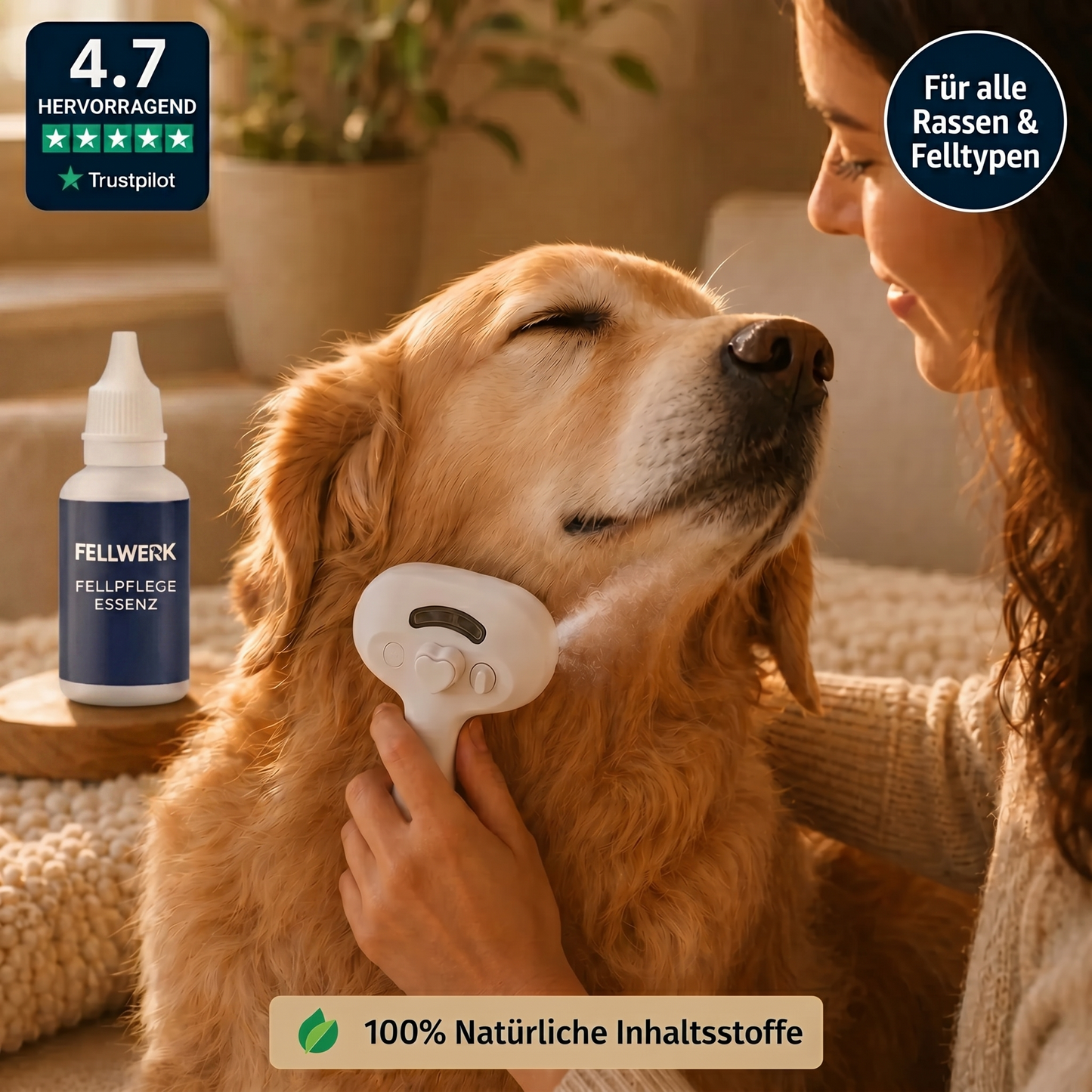 Fellwerk® Sanftbürste – Wasserlose Hundepflege für frisches Fell ohne Badestress